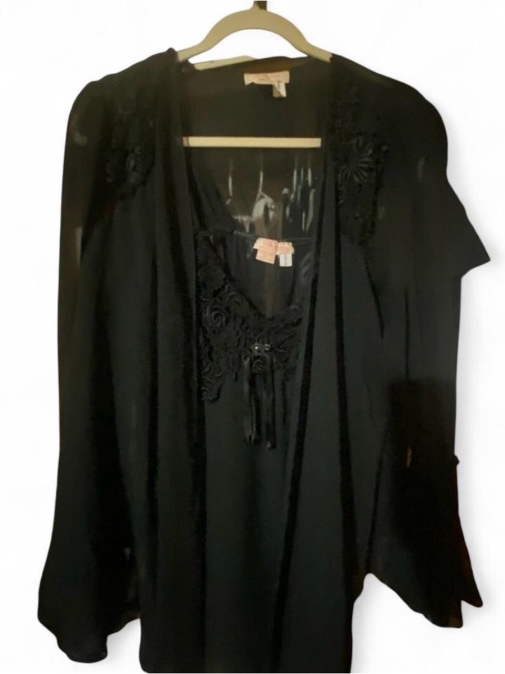 Flora Nikrooz Vintage Two Piece Bridal Whimsigoth Set Lingerie Lace Black Goth M - Picture 3 of 11